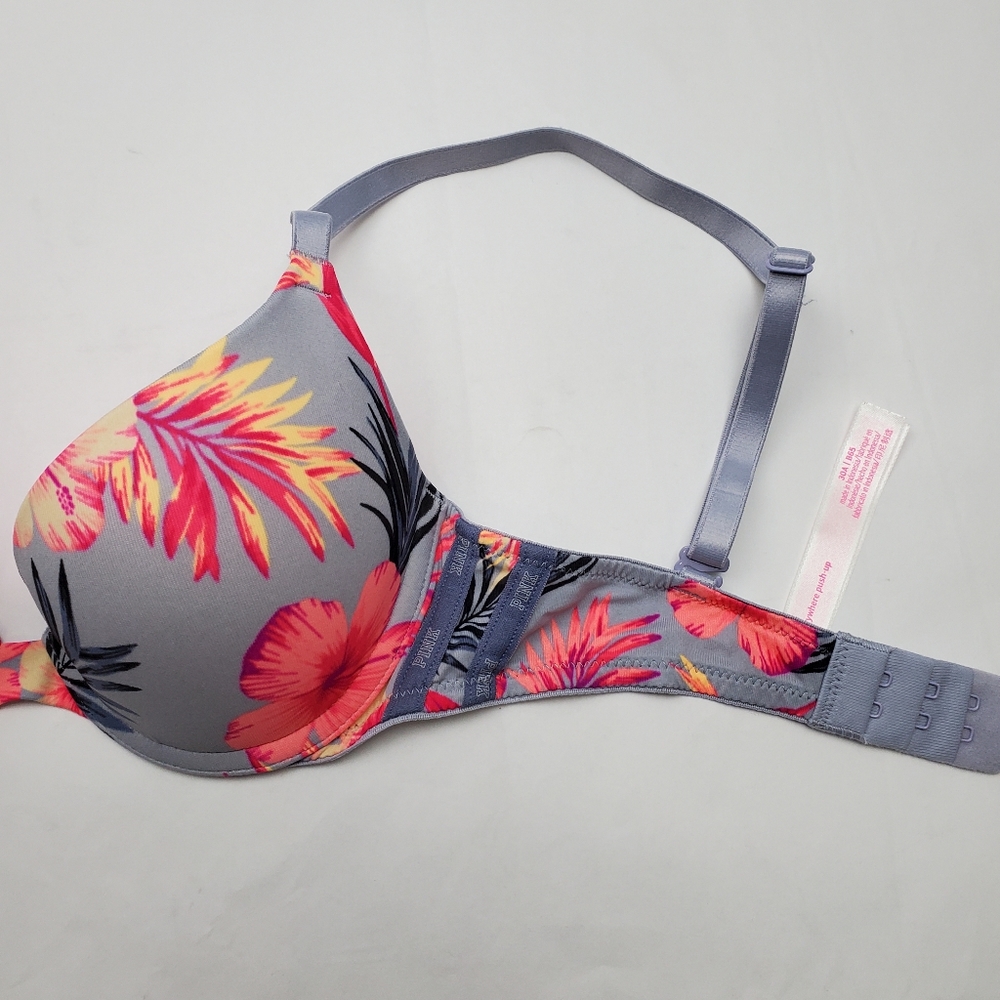 PINK Victoria's Secret Sexy Hawaiian Floral Wear Everywhere Push-up Bra 30A - Picture 3 of 6